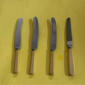 Raadvad Dinner Knives – Vintage Danish Flatware Set of 4 with Bone Handles